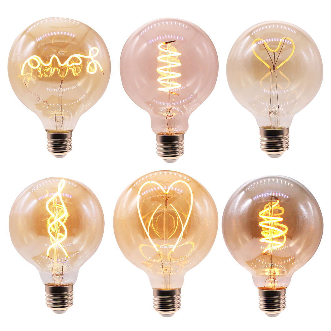 G95 Vintage Dimmable Single Spiral LED Filament Light Bulbs for Floor Lamp