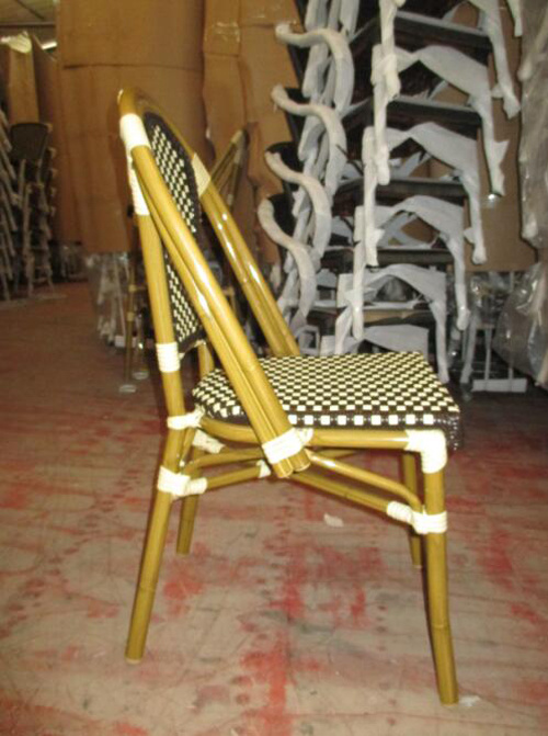 Aluminum Frame Bamboo Looking French Bistro Rattan Chairs (BC-08001BR)