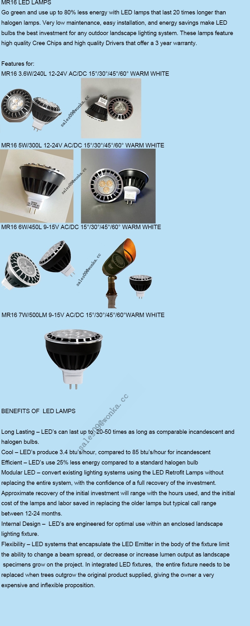 LED MR16 12-24V Dimmable with Magnetic Transformer