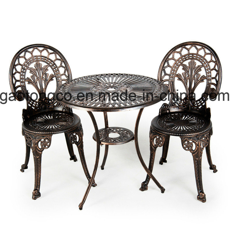 Patio Furniture Sets-3-Piece Tulip Design Cast Aluminum Set