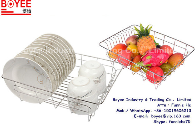 Chrome Kitchen Plate Cup Fruit Vegetable Storage Dish Drying Rack