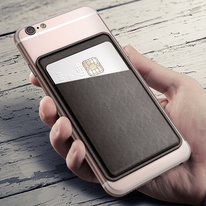 Leather Self Adhesive Credit Card Holder Sticker for Smartphone