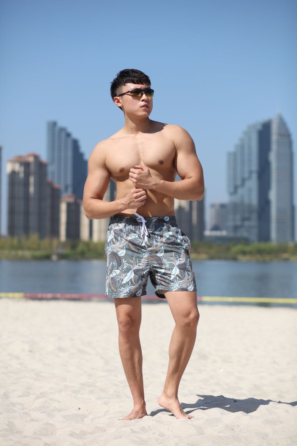 120GSM Polyester Coating Digital Print Brief Mesh Lining for Swim Quick Dry Water Repellent Man's Swimming Short