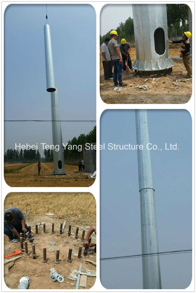 Q235 Steel Power Against 8-Grade Earthquake Mono Pole Tower