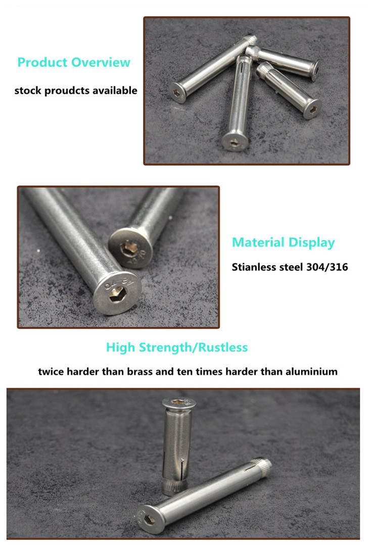Stainless Steel 304 316 Expansion Anchor Bolt with Countersunk Head