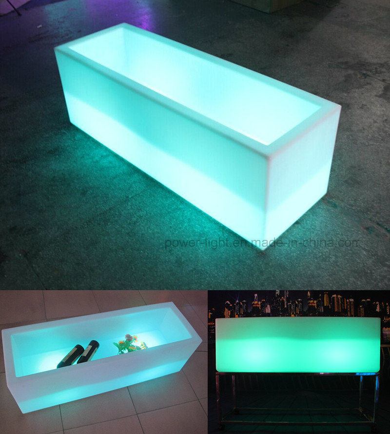 Plastic Rechargeable Bar Furniture LED Rectangular Ice Bucket
