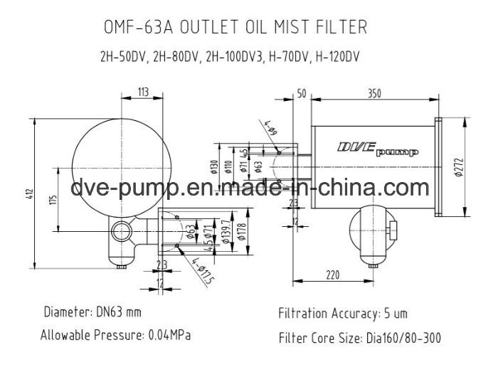 Omf Vacuum Pump Outlet Oil Mist Filter