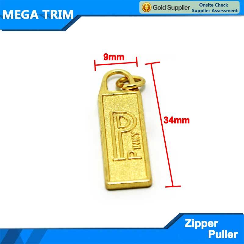 Gold Aquare Zipper Slider with Logo