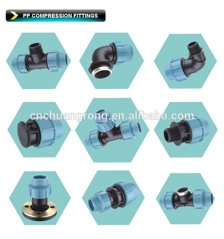 PP Compression to Pipe Tee Female Thread Fitting