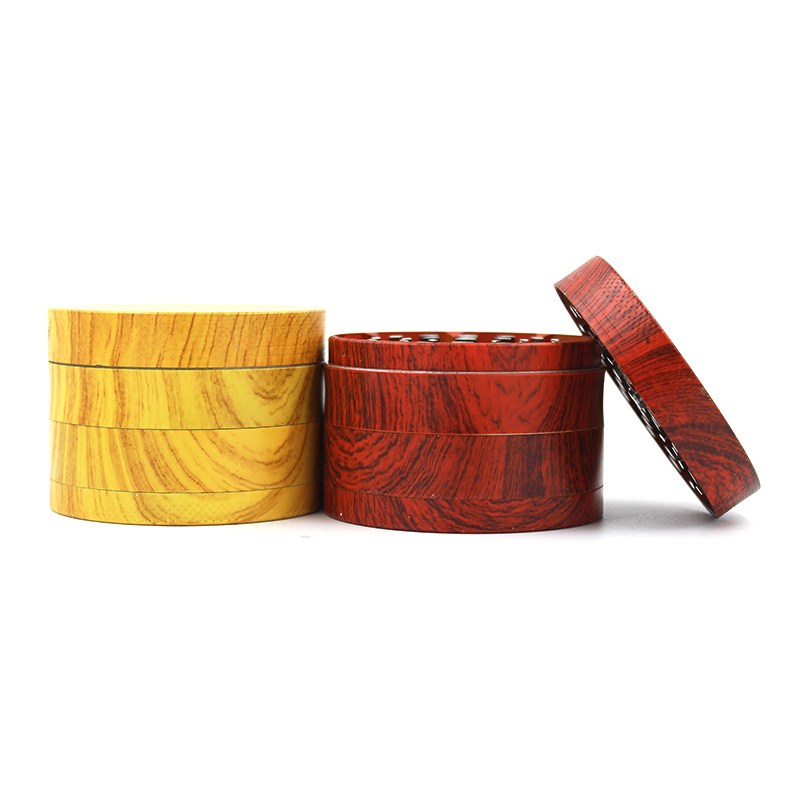 Zinc Alloy 63mm 4layers Herb Grinder with Wood Grain