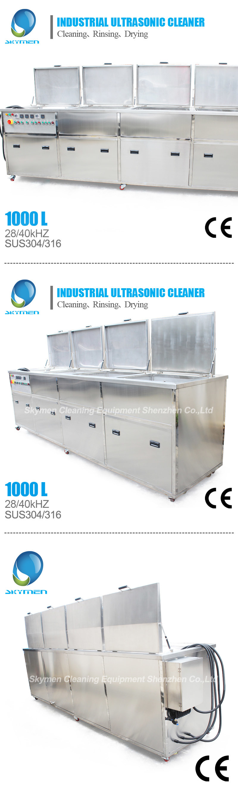 Skymen Three Tank Ultrasonic Cleaner for Coating Motor Parts