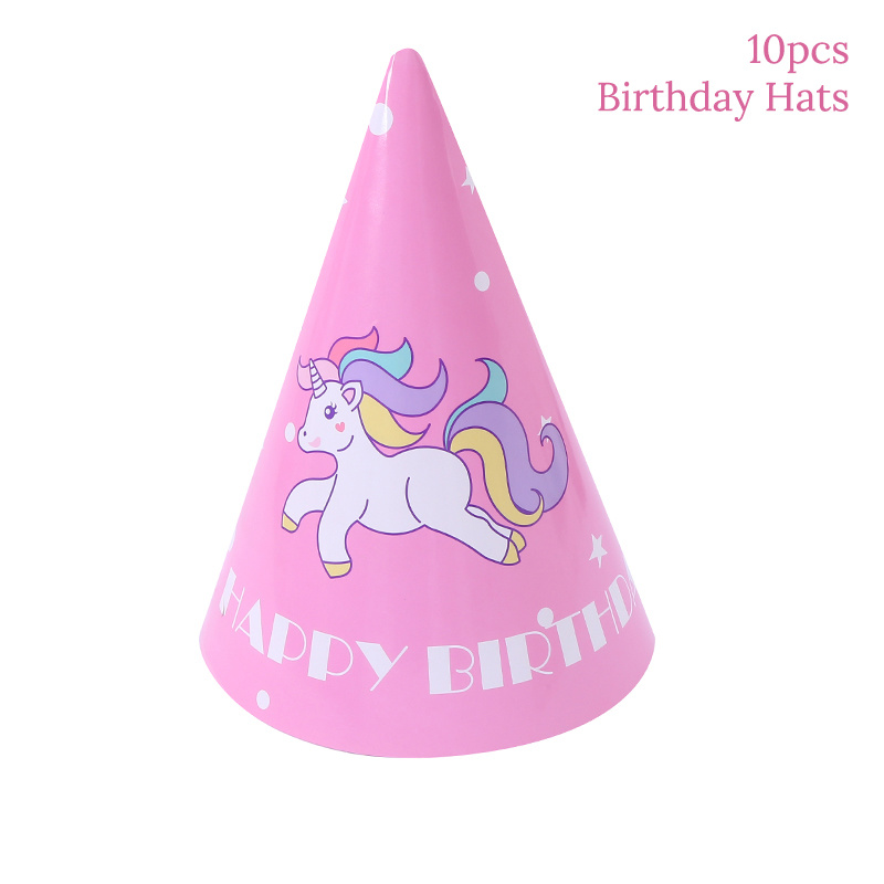 6PC /Set Happy Birthday Hat Unicorn Party Paper Hat Pink/Blue Girl Boy Birthday Party Decoration Kids Event & Party Supplies