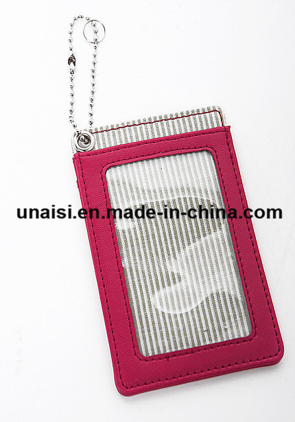 PU ID Name Credit Card Holder with Clear ID Window