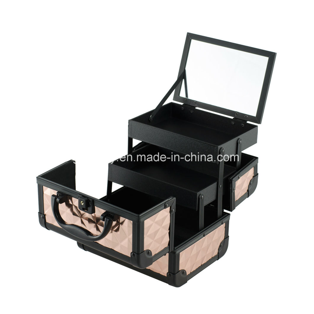 High Quality Portable Aluminum Tool Cosmetic Beauty Makeup Box