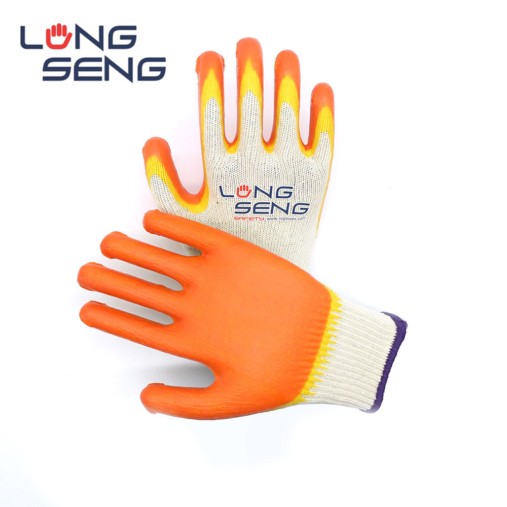 Double Latex Smooth Coated 10 Gauge Polycotton Labor Protective Safety Working Rubber Hand Gloves