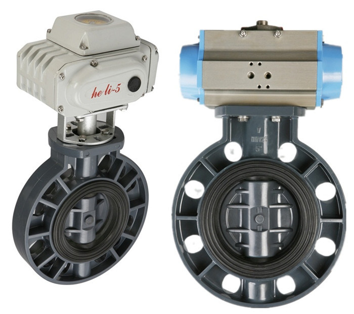 DIN ANSI JIS Standard PVC Non Actuator Butterfly Valve for Electric & Pneumatic Actuator Usage