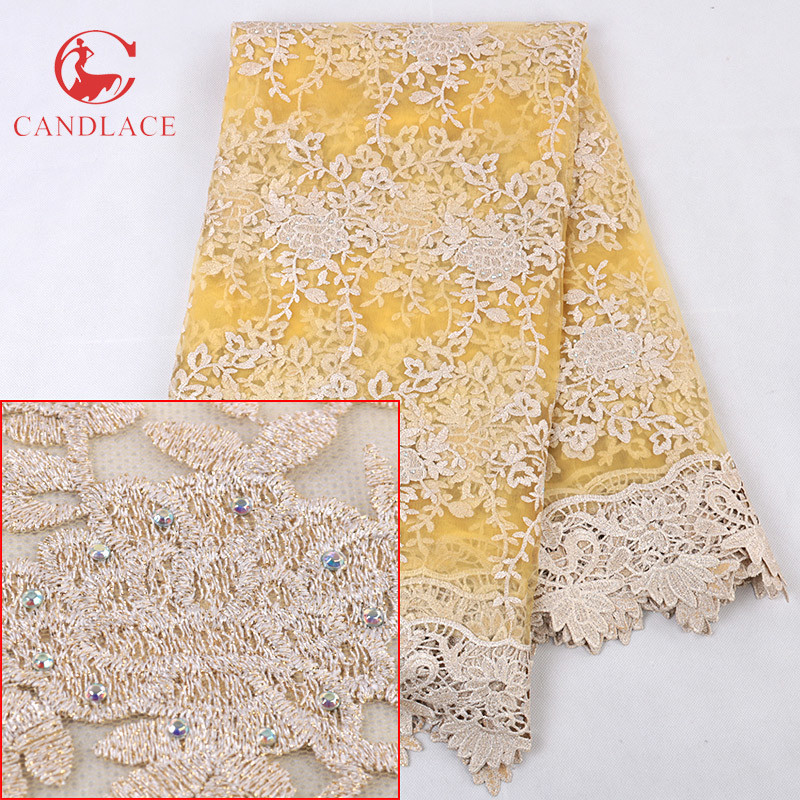 High Quality Fashion Design 3D Flower Lace Embroidered Fabric