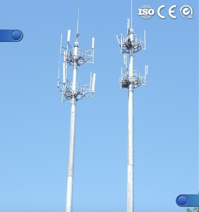 Steel 4G Antenna Communication Monopole Single Pipe Telecommunication WiFi Tower