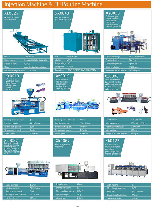Xz0085 Automatic Disc Type Double Color Plastic Sole Injection Moulding Machine with 20 Stations