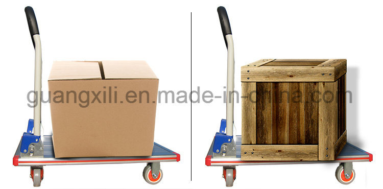 Storage Anodizing Foldable Platform Hand Truck Trolley with Four Wheels