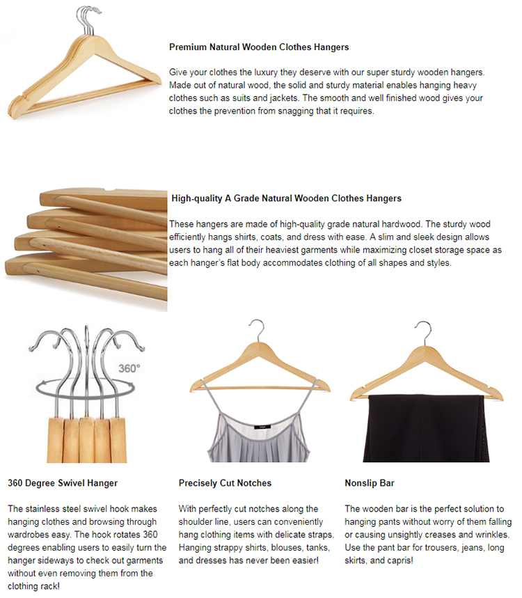 Clothing Types Space Saving High Quality Smart Wooden Clothes Hangers