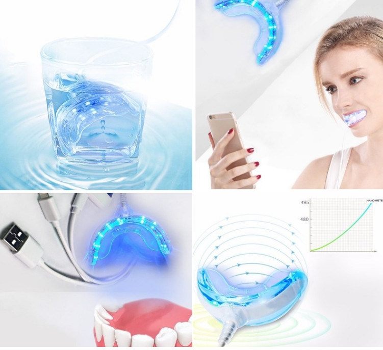 16 LED Connected with iPhone Mini Blue Teeth Whitening Light