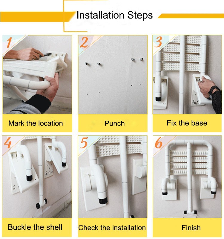 White and Yellow Customized Adjustable Shower Chair