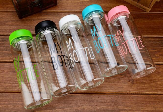 Fashion Design Multicolor Borosilicate Glass Water Bottle Sport Bottle Portable Cup