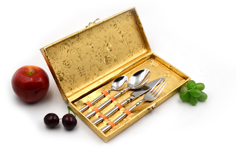 Wholesale Gold Plated Flatware Christmas Rose Gold Cutlery Set