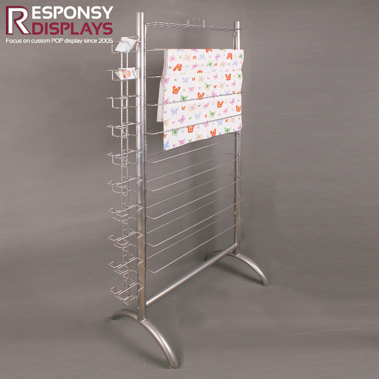 Floor Metal Hanging Fancy Gift-Wrapping Paper and Card Display Stand with Wire Hooks