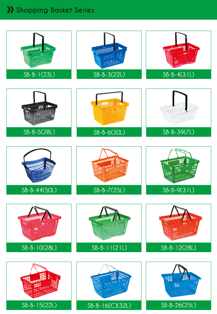 Buy Cute Recycled Supermarket Used Shopping Orange Plastic Basket with Wire Handles for Shopping