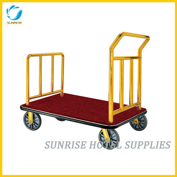 Hotel Luggage Hand Trolley with Gold Chrome Finish