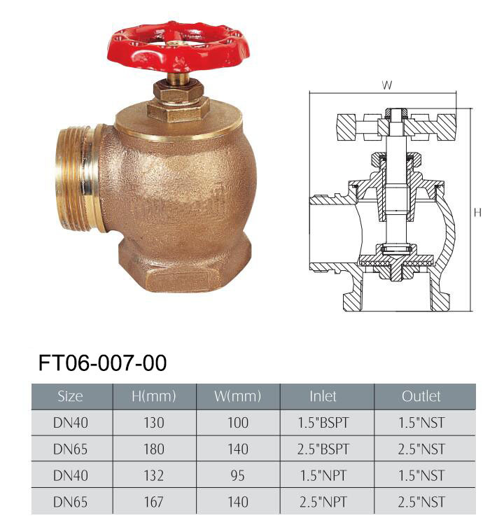 Fire Hose/Hydrant Landing /Angle Valve with Nst Outlet