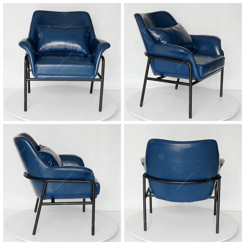 Metal Frame Leather Hotel Lounge Chair