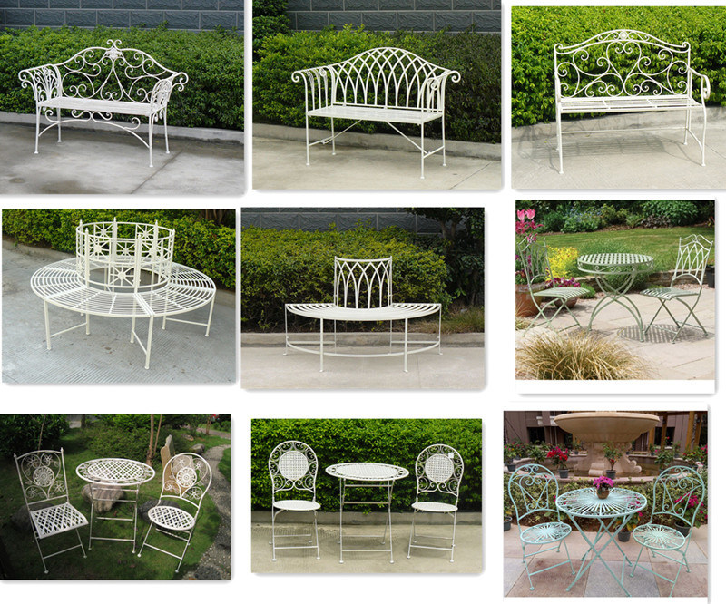 Wrought Iron Garden Bench for Outdoor Furniture