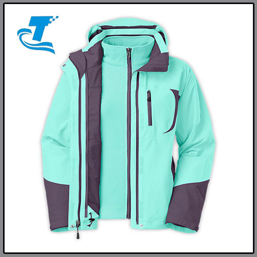 Women 3 in 1 Waterproof Windproof Hoody Jacket