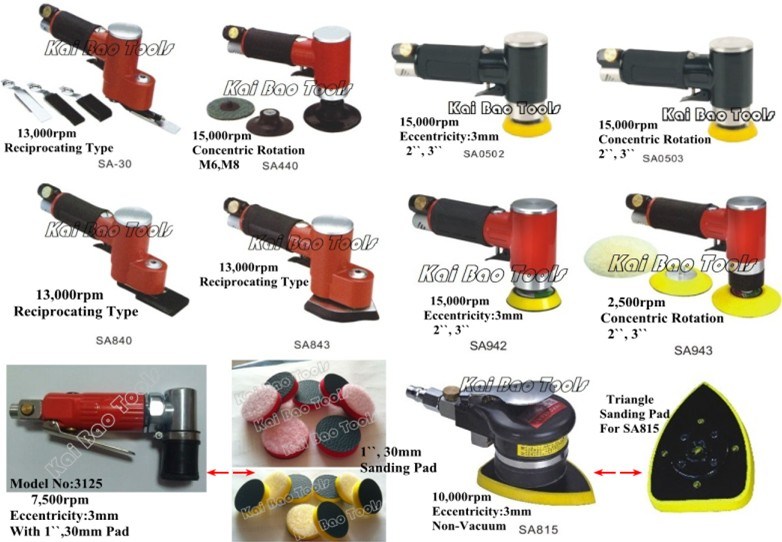 Air Orbital Sander with 2in 3in Sanding Pad