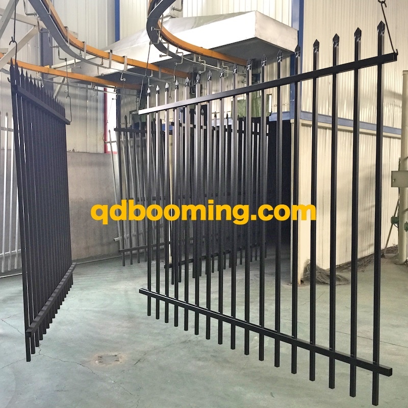 Black Powder Coating Wrought Iron Steel Fence