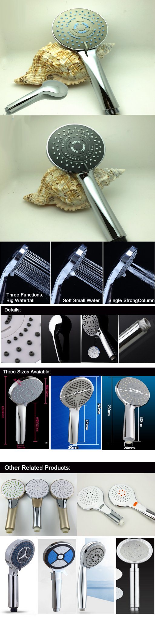 5 Functions Bathroom Hand Shower, Handheld Shower Head, Revolutionary Experience with Aura Jet Patented Technology