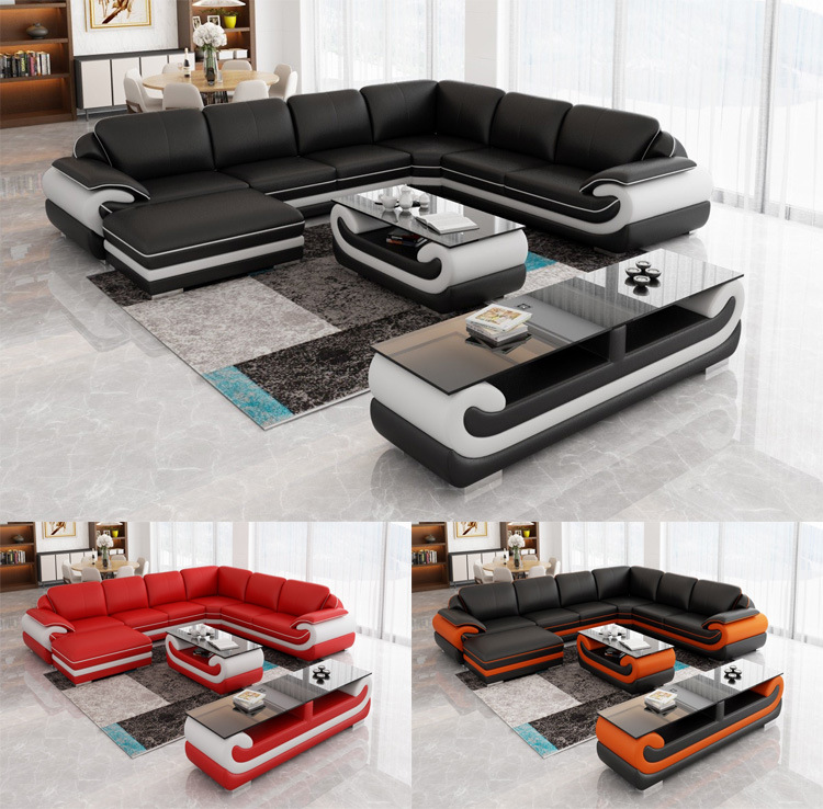 Living Room Furniture Set Corner Leather Sofa Set