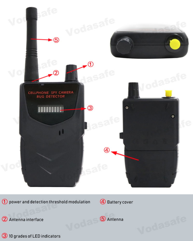 Wireless Tap Detector Model RF Signal Detector, Video Camera Detector Hand Held Metal Detector Wireless Camera Detector Cell Phone Detector