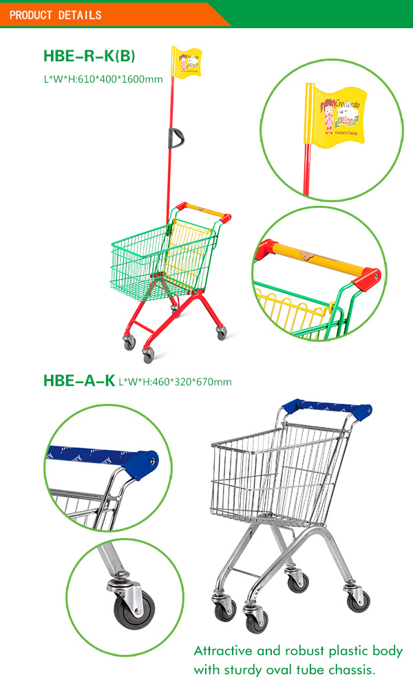 Colorful Metal Child Shopping Trolley Cart