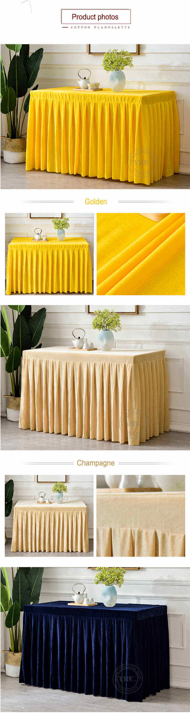 Luxury Solid Color Square Table Skirt