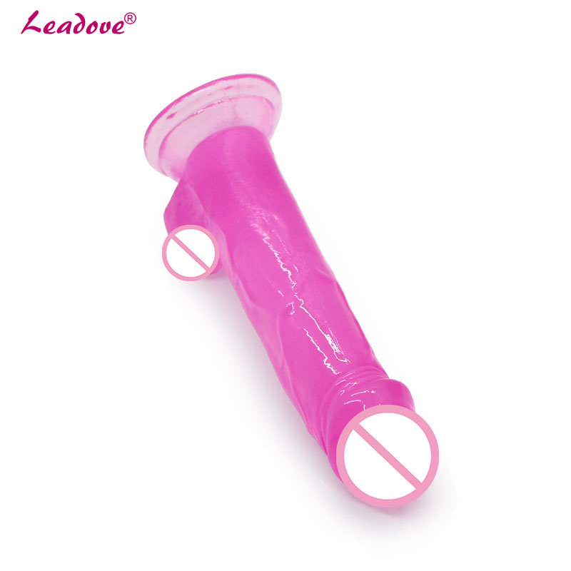 Medium Size Crystal Jelly Realistic Flexible Dildo for Women Toy