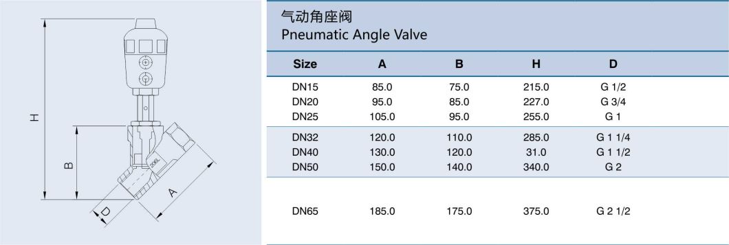 Sanitary Ss316L NPT Angle Seat Valve with Ss Aactuator