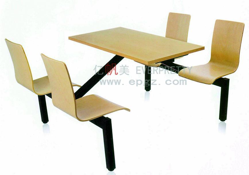 Colorful School Furniture Wooden Fast Food Restaurant Dining Table and Chair