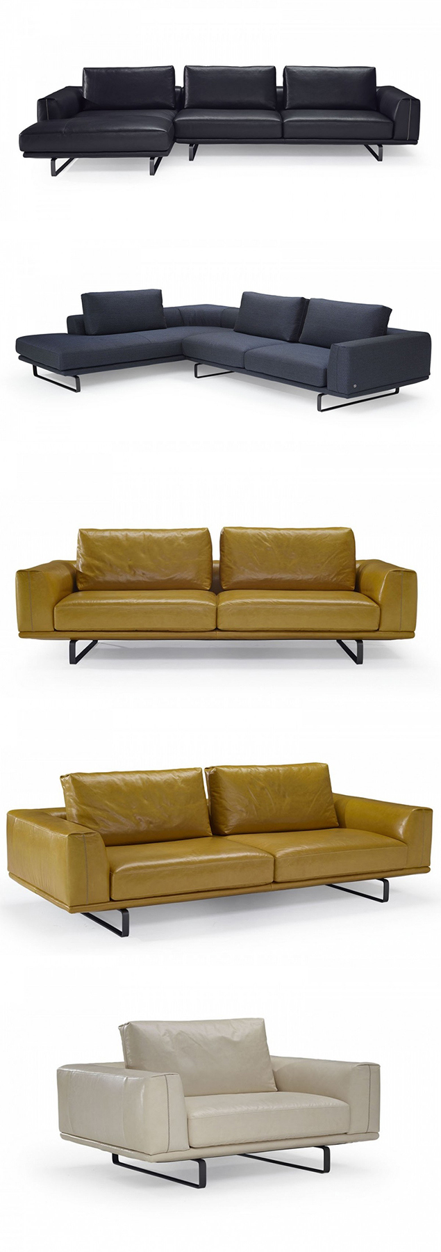 New Design Living Room Furniture Leather Sofa with Solid Wood Frame, Two Seat Sofa