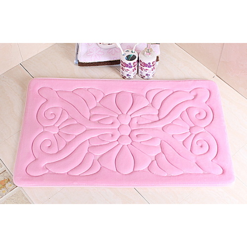 Classic Style 2 PCS Flannel Fabric Embossing Flower Bathmat