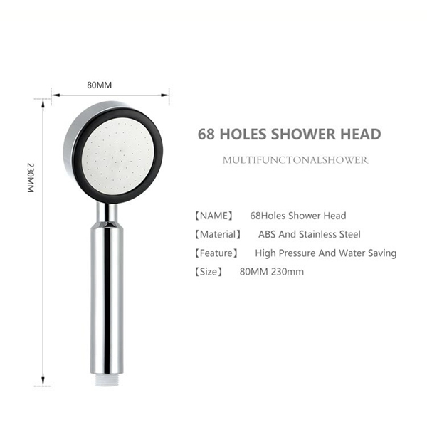 Bathroom Round Big Rain Shower Head Water Saving with Chrome ABS Handhold High Pressure