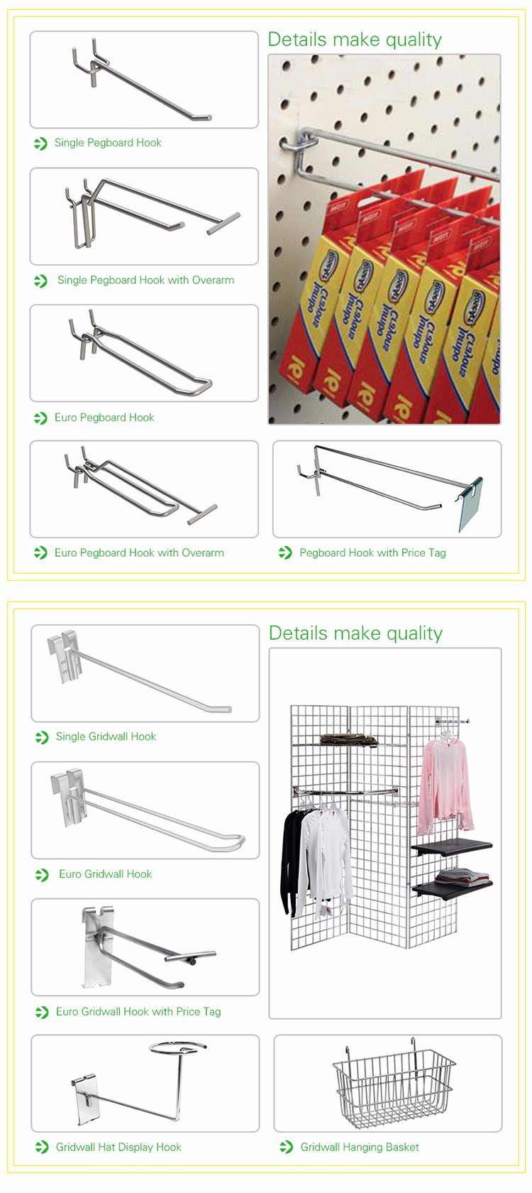 Grocery Store Steel Display Hooks with Price Tag